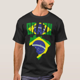 Brazilian Brazil Country Map Flag T-Shirt