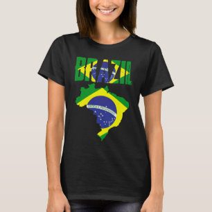 Brazilian Brazil Country Map Flag T-Shirt