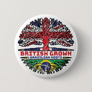 Brazilian Brazil Uk United Kingdom British Tree 2 Inch Round Button