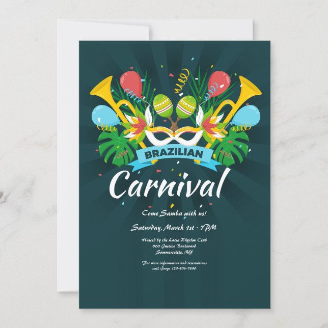 Brazilian Carnival Invitation (Front)