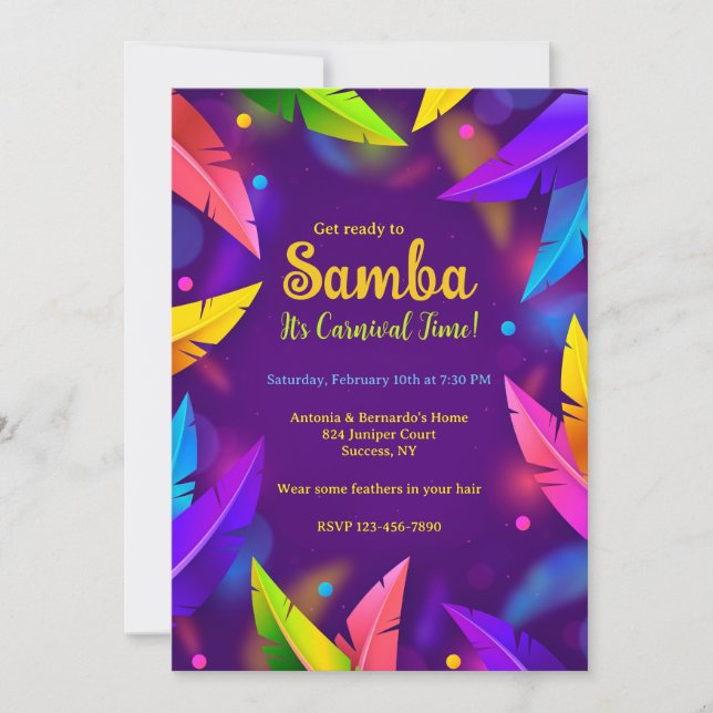 Brazilian Carnival Invitations (Front)