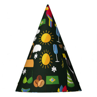 Brazilian carnival, vintage flat texture. party hat