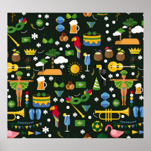 Brazilian carnival, vintage flat texture. poster