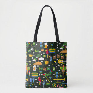 Brazilian carnival, vintage flat texture. tote bag