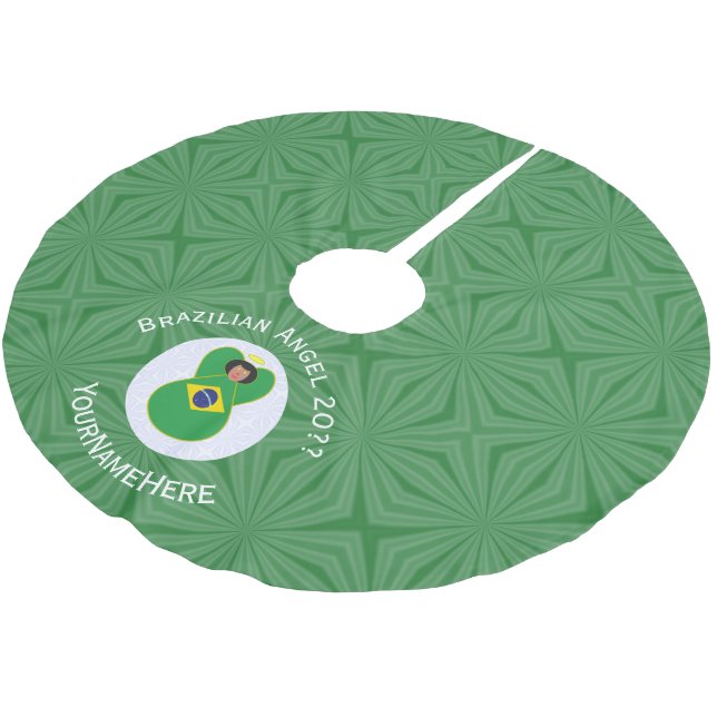 Brazilian Christmas Angel Flag Personalized  Brushed Polyester Tree Skirt (Angled)