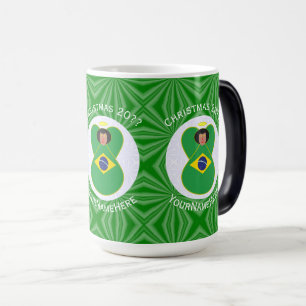 Brazilian Christmas Angel Flag Personalized Magic Mug