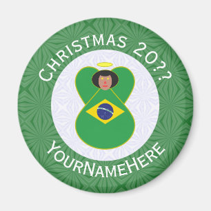 Brazilian Christmas Angel Flag Personalized  Magnet