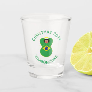 Brazilian Christmas Angel Flag Personalized  Shot Glass