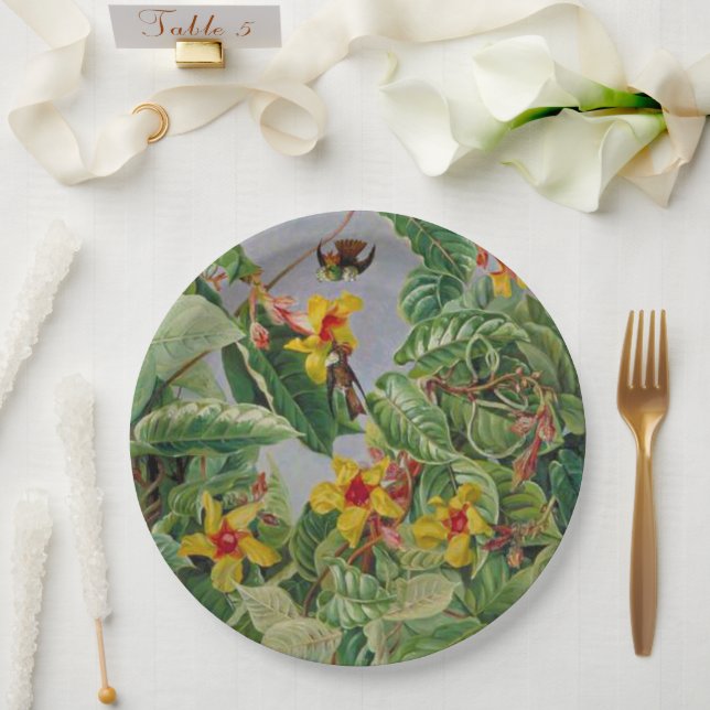 Brazilian Climbing Shrub and Humming Birds Paper Plate (Wedding)
