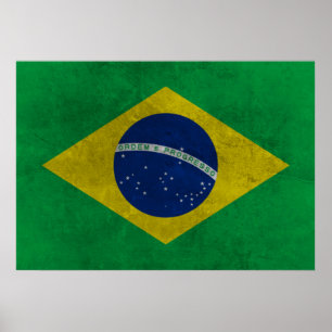 Brazilian flag (Aged Style) Poster