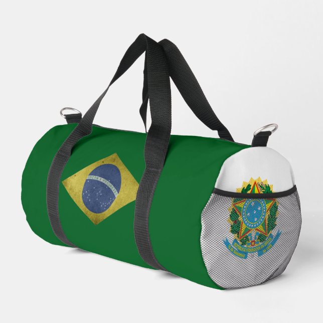 Brazilian flag and coat of arms duffle bag (Right Corner)