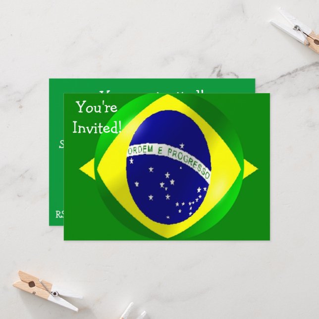 Brazilian Flag Any Occasion Invitation (Front/Back In Situ)