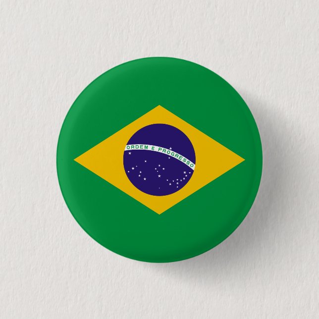 Brazilian flag badge 1 inch round button (Front)