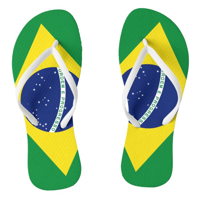 Brazilian flag beach flip flops for men and women (Footbed)