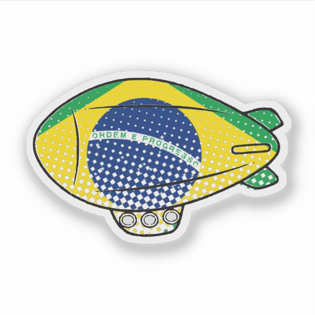 Brazilian Flag Blimp Balloon In Blue Sky Custom (Front)