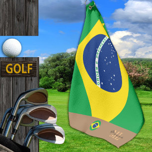 Brazilian flag & Brazil monogrammed Golf /sports Towel