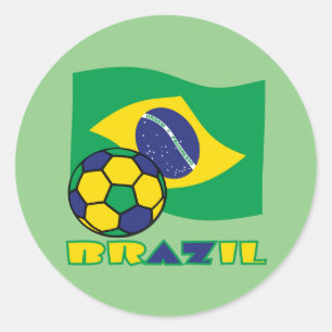 Brazilian Flag Brazil Soccer Ball Classic Round Sticker