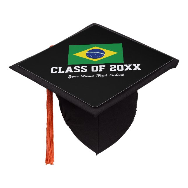Brazilian flag custom class of graduation party cap topper (Angled)