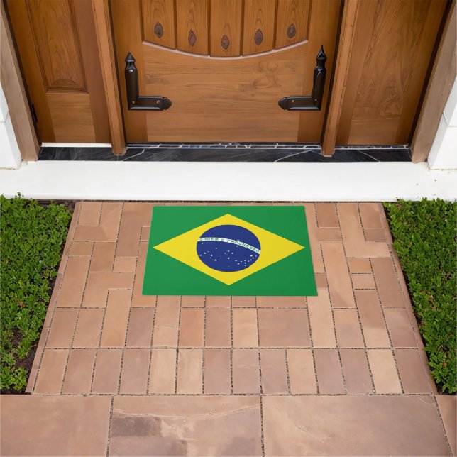 Brazilian flag doormat for home or business (Outdoor)
