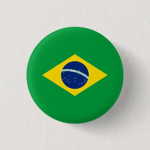Brazilian Flag, Flag of Brazil 1 Inch Round Button