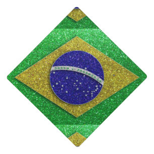 Brazilian Flag Graduate Brazil Graduation Glitter Cap Topper