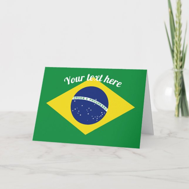 Brazilian flag greeting card with custom text (Front)