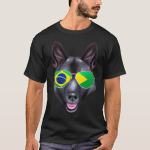 Brazilian Flag Norwegian Elkhound Dog Brazil Pocke T-Shirt