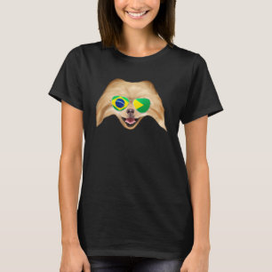 Brazilian Flag Pomeranian Dog Brazil Pocket T-Shirt