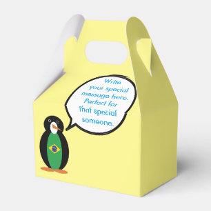 Brazilian Flag Talking Ms Penguin Personalized  Favor Box