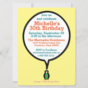 Brazilian Flag Talking Ms Penguin Personalized  Invitation
