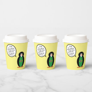 Brazilian Flag Talking Ms Penguin Personalized  Paper Cups