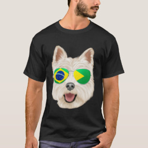 Brazilian Flag West Highland White Terrier Dog Bra T-Shirt