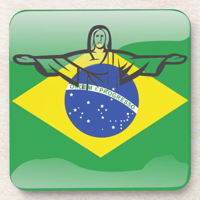 Brazilian glossy flag coaster (Front)