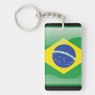 Brazilian glossy flag keychain