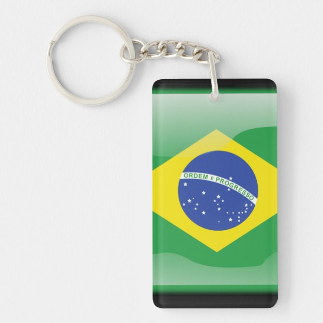 Brazilian glossy flag keychain (Front)