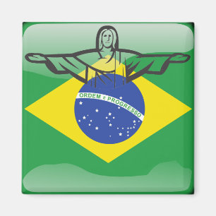 Brazilian glossy flag magnet
