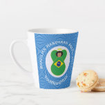 Brazilian Hanukkah Angel Flag Personalized  Latte Mug<br><div class="desc">Add your name to a latte mug to personalize, or someone else's for a gift on this Brazilian flag angel for Hanukkah. Background is a white circle of squiggly squares on a background of blue squiggly squares. Change the year to the one you need. Designed to brighten your Hanukkah decor...</div>