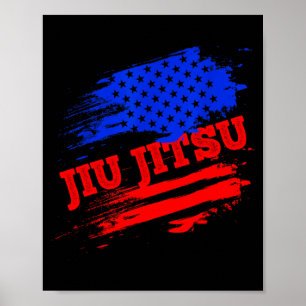 Brazilian Jiu Jitsu American Flag Srts Martial Poster