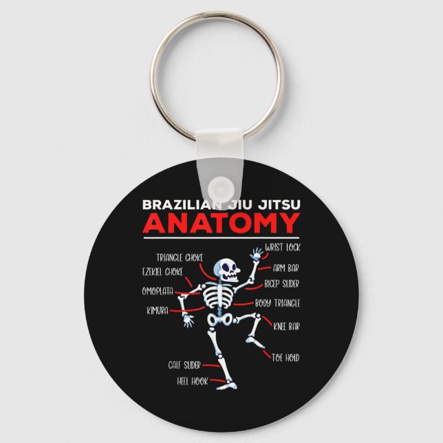 Brazilian Jiu Jitsu Anatomy Techniques Skeleton Keychain (Front)