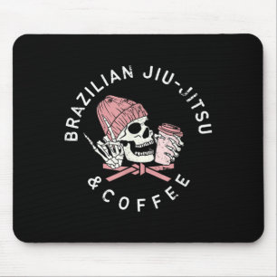 Brazilian Jiu Jitsu And Coffee Rock Vintage Skull Mouse Pad
