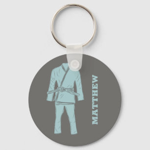 Brazilian Jiu Jitsu BJJ Gi Grey Personalized Keychain