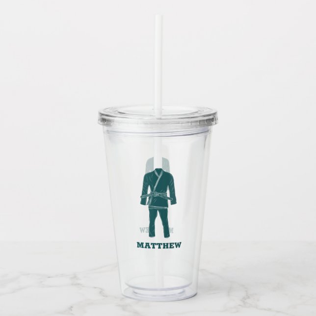 Brazilian Jiu Jitsu BJJ Gi Uniform Personalized Acrylic Tumbler (Front)