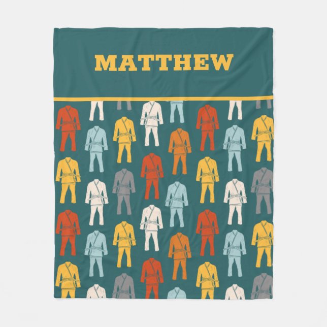 Brazilian Jiu Jitsu BJJ Gi Uniform Personalized Fleece Blanket (Front)