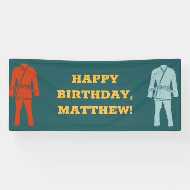 Brazilian Jiu Jitsu BJJ Personalized Party Banner (Horizontal)