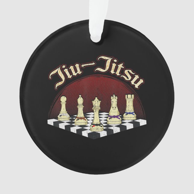 brazilian jiu jitsu chess black belt ornament (Front)