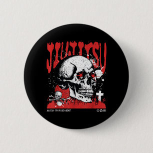 Brazilian Jiu Jitsu __ Cool MMA Fighter Skull 2 Inch Round Button