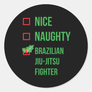 Brazilian Jiu-jitsu Fighter Funny Pajama Christmas Classic Round Sticker