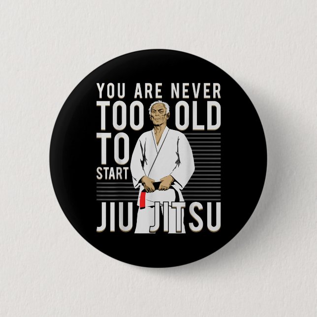 Brazilian Jiu Jitsu Old Man 2 Inch Round Button (Front)