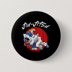 Brazilian Jiu Jitsu Shark and Tiger BJJ Grappling 2 Inch Round Button