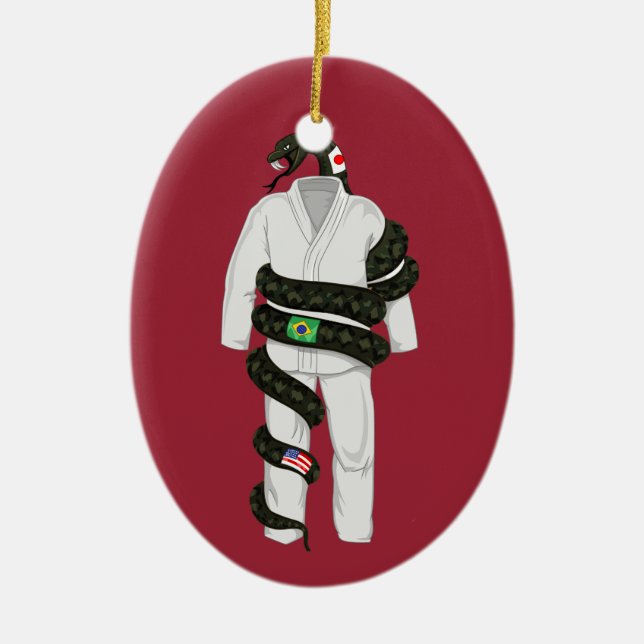 Brazilian Jiu Jitsu Snake Ceramic Ornament (Front)